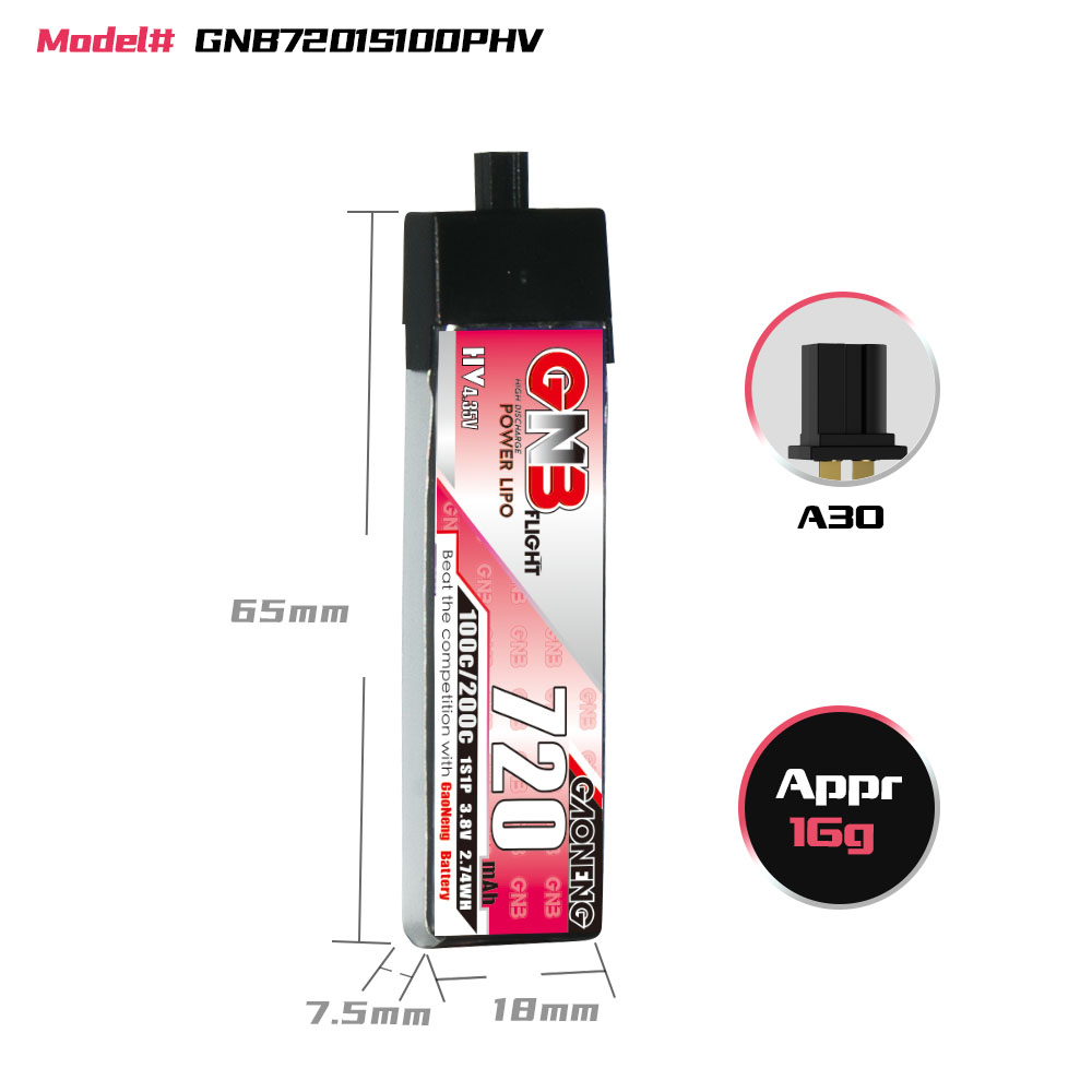 GAONENG GNB 1S 3.8V 720mAh 100 - огляд і ціна Drone Battery Li-Ion
